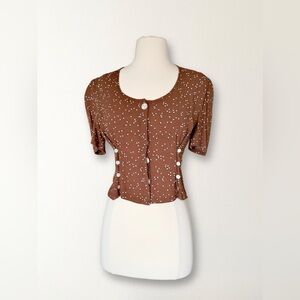 ROUJE brown polka dot top with side buttons / FR 36 / XS-S / excellent condition
